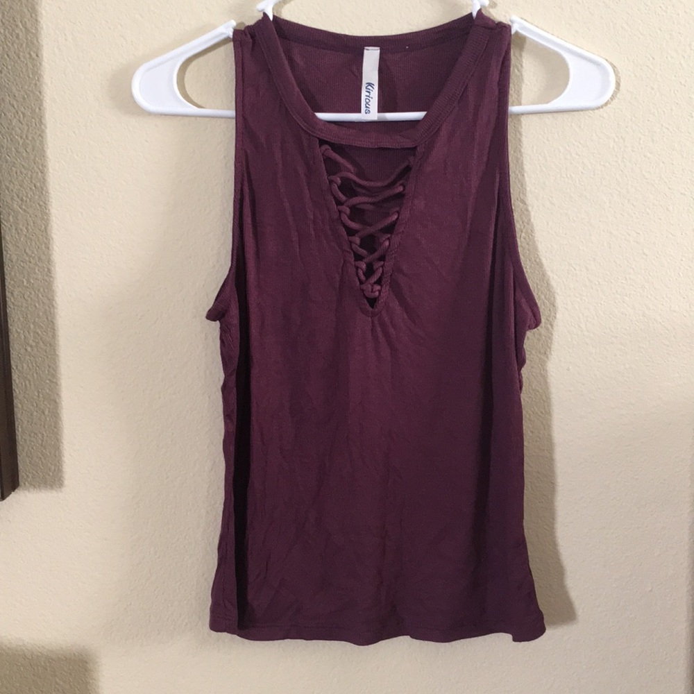 Purple lace up front tank